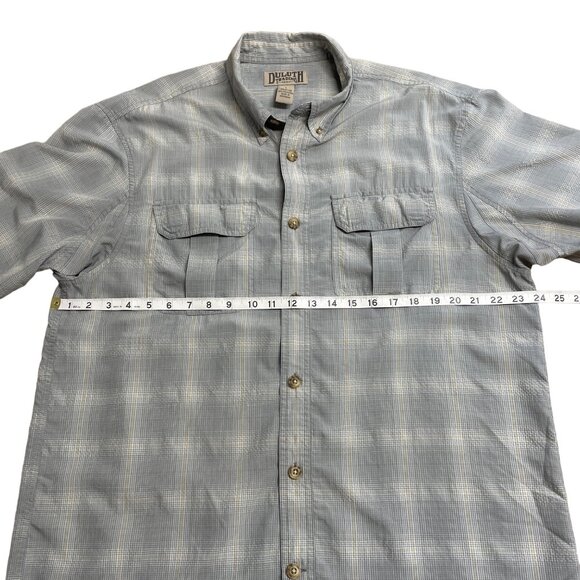 DULUTH TRADING CO SHIRT MENS L PLAID BUTTON DOWN LIGHTWEIGHT GRAY POCKETS HIKING - Picture 10 of 11